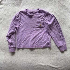 Carhartt Girls Long Sleeve Pocket T-Shirt - Lavender Purple - Graphic Sleeve 4T